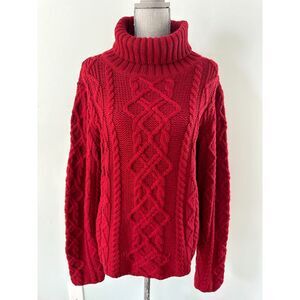 Vintage Paul James Red 100% Wool Pullover Sweater Top Made in England size XL